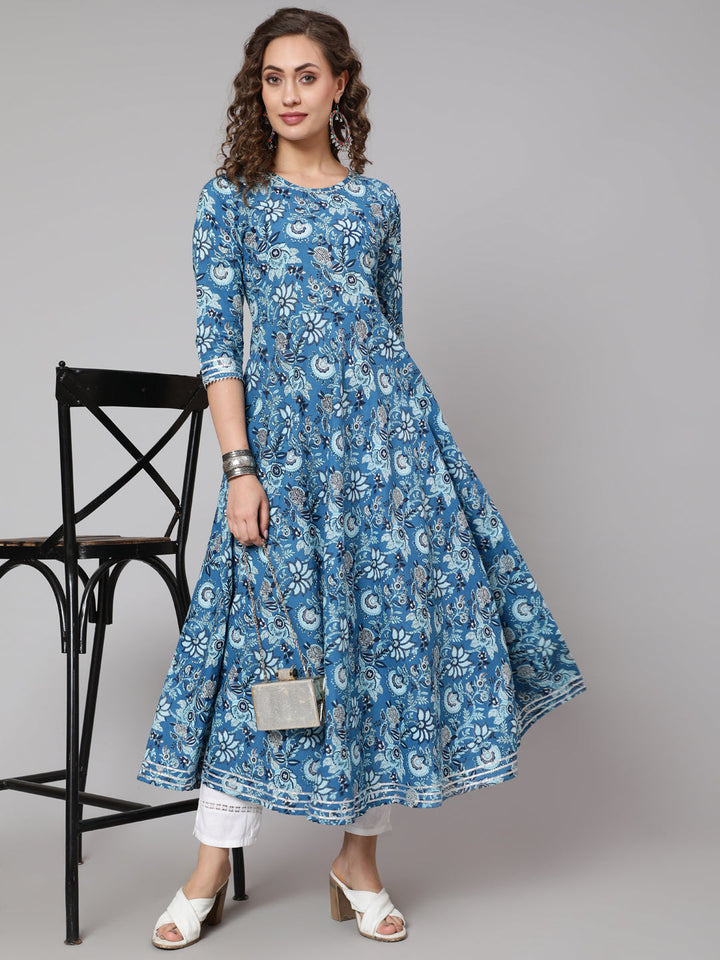 Glam Roots blue cotton printed kurta – wholesale manufacturer &amp; exporter from India