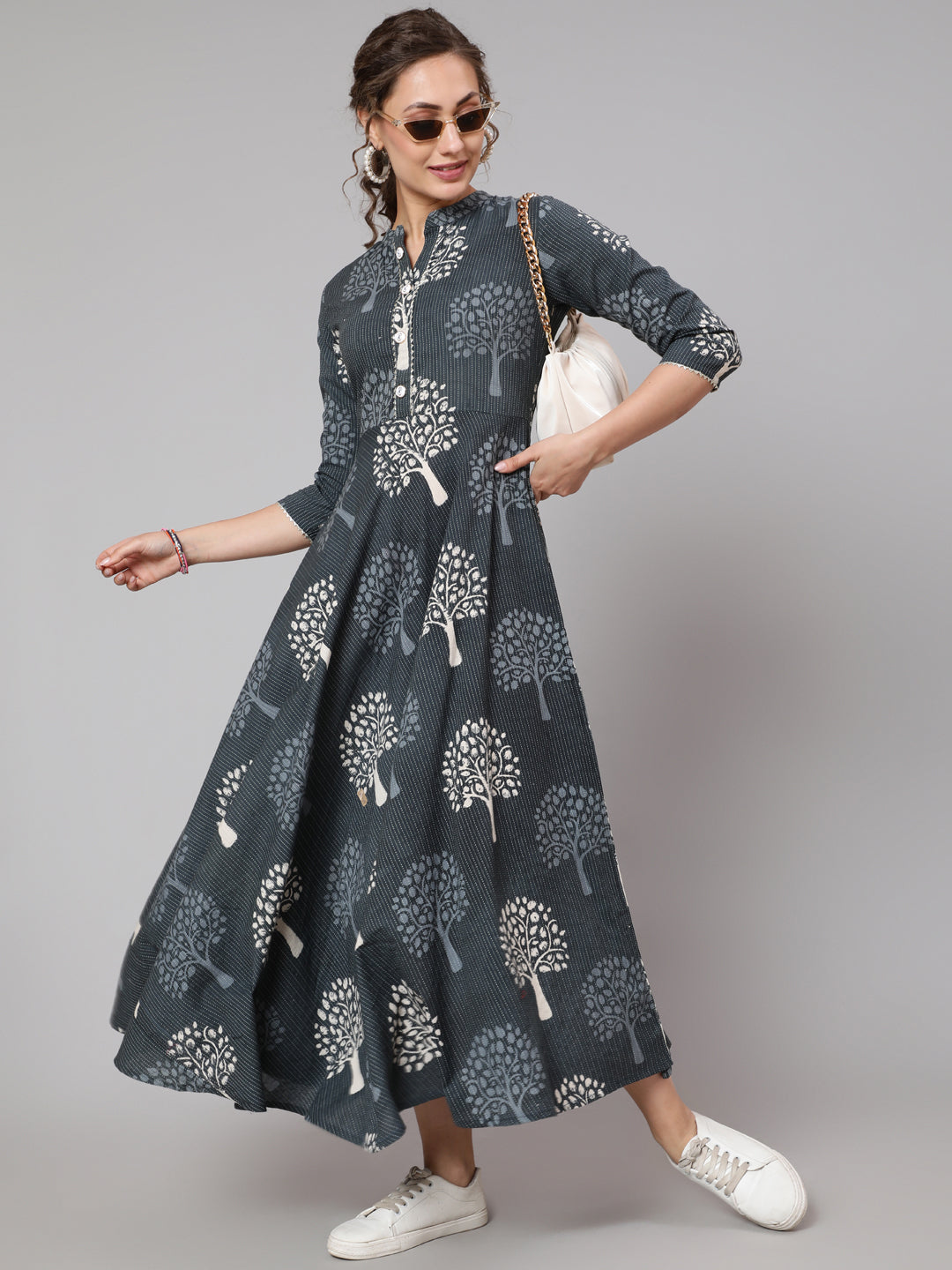 Glam Roots grey cotton printed kurta – wholesale manufacturer & exporter from India