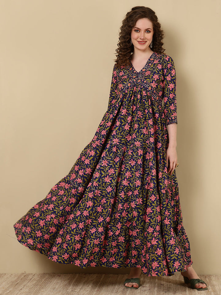 Glam Roots blue rayon printed kurta – wholesale manufacturer &amp; exporter from India