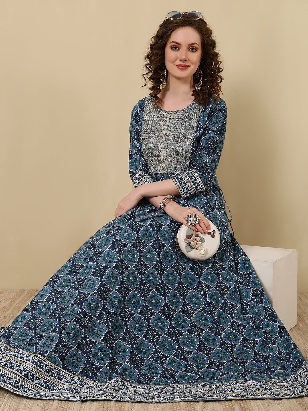 Glam Roots blue cotton printed kurta – wholesale manufacturer &amp; exporter from India