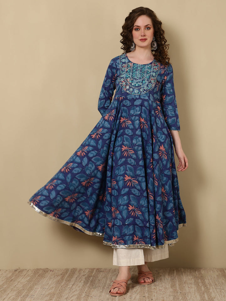 Glam Roots blue cotton printed kurta – wholesale manufacturer &amp; exporter from India