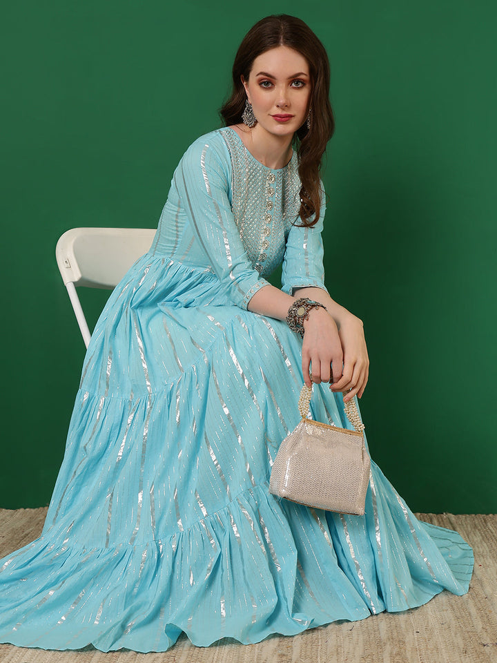 Glam Roots blue cotton embroidered kurta – wholesale manufacturer &amp; exporter from India