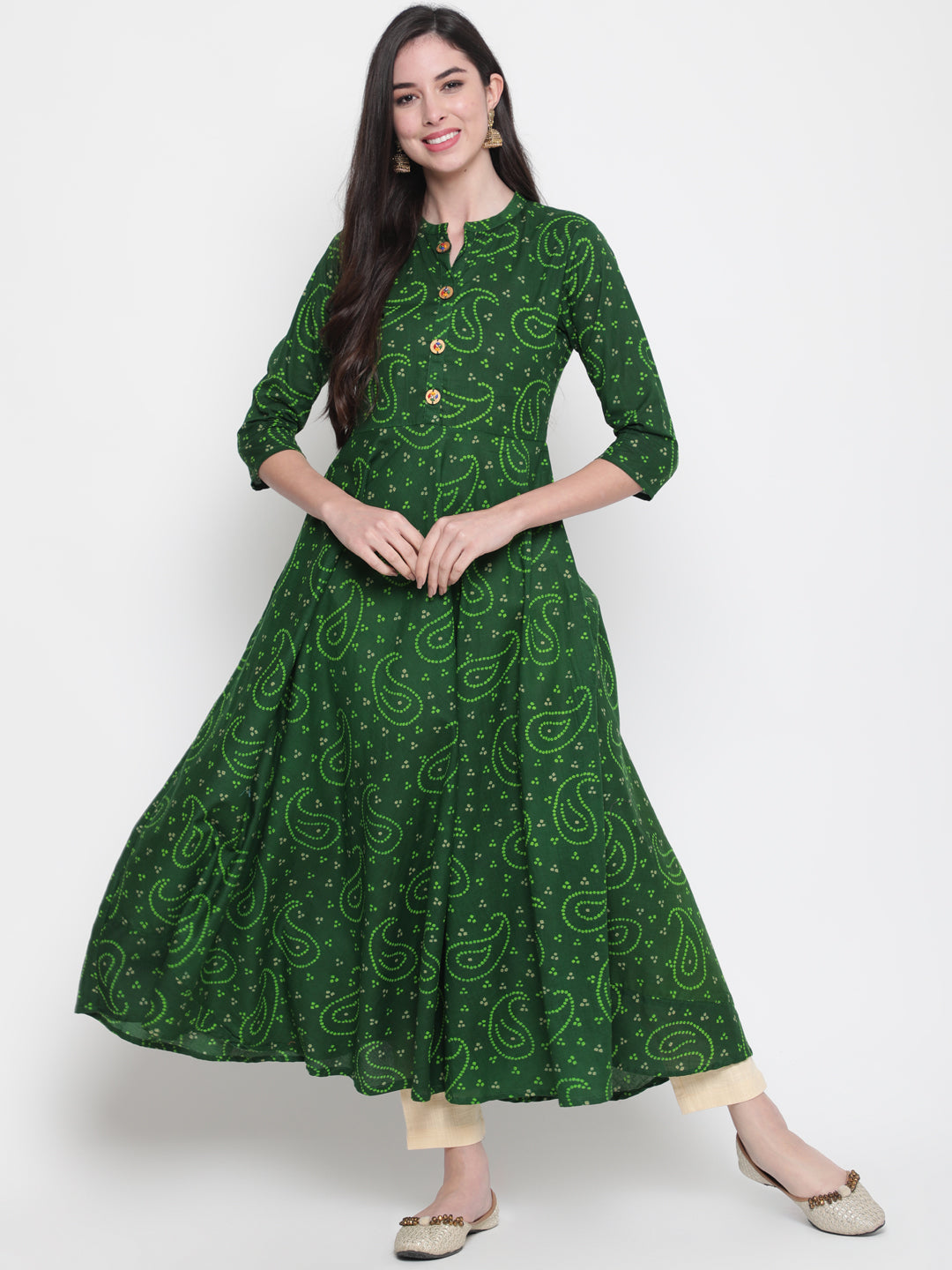 Glam Roots green cotton printed kurta – wholesale manufacturer & exporter from India