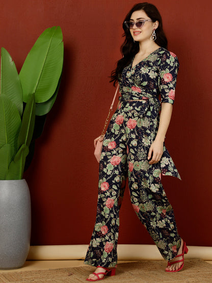 Cotton Short Length Crop 3/4 Sleeves V Kurta Bottom Set