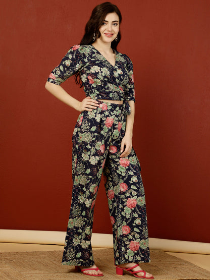 Cotton Short Length Crop 3/4 Sleeves V Kurta Bottom Set