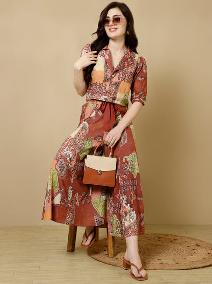 Rayon Short Length Crop 3/4 Sleeves Coller Kurta Bottom Set