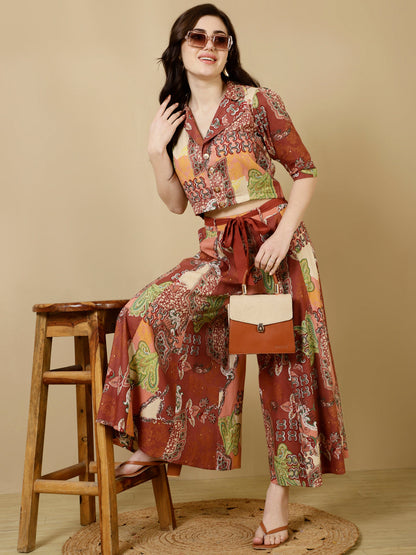 Rayon Short Length Crop 3/4 Sleeves Coller Kurta Bottom Set