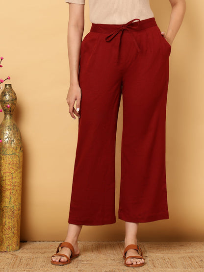 Cotton Flex Ankle Length Solid Regular Palazzos