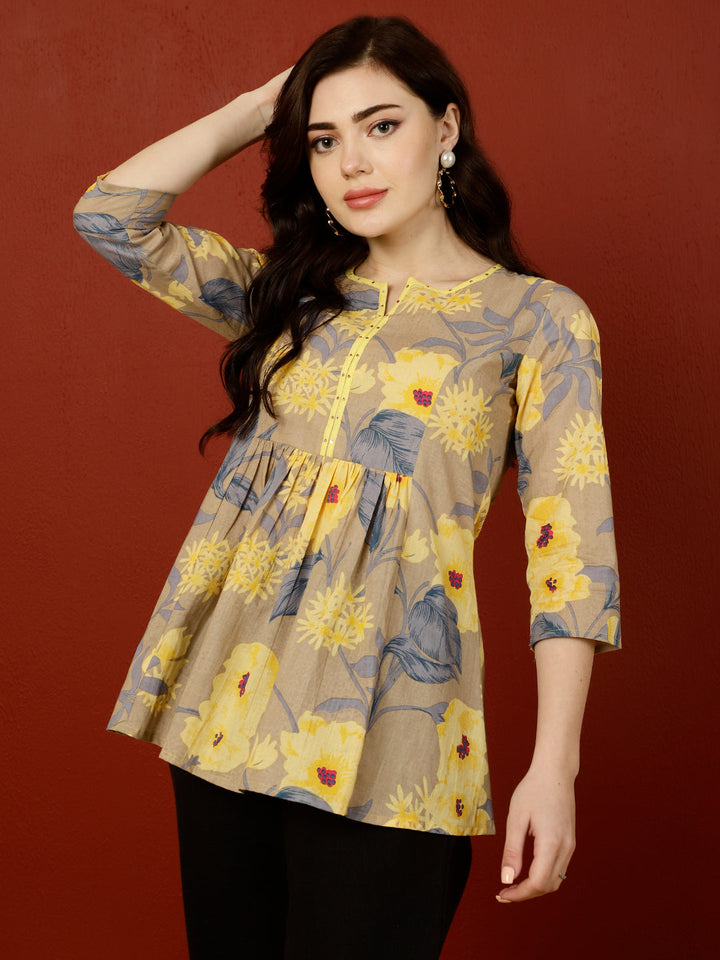 Gulmohar Jaipur beige cotton top – wholesale manufacturer &amp; exporter from India