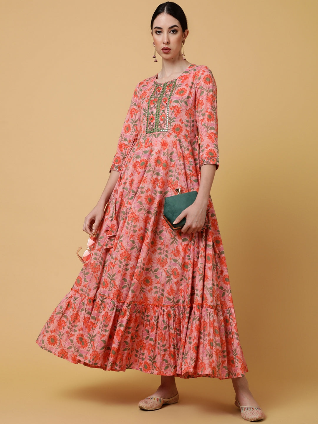 Gulmohar Jaipur peach rayon printed kurta – wholesale manufacturer & exporter from India
