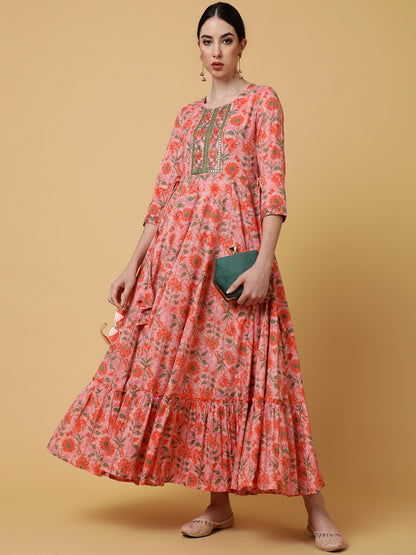 Gulmohar Jaipur peach rayon printed kurta – wholesale manufacturer & exporter from India