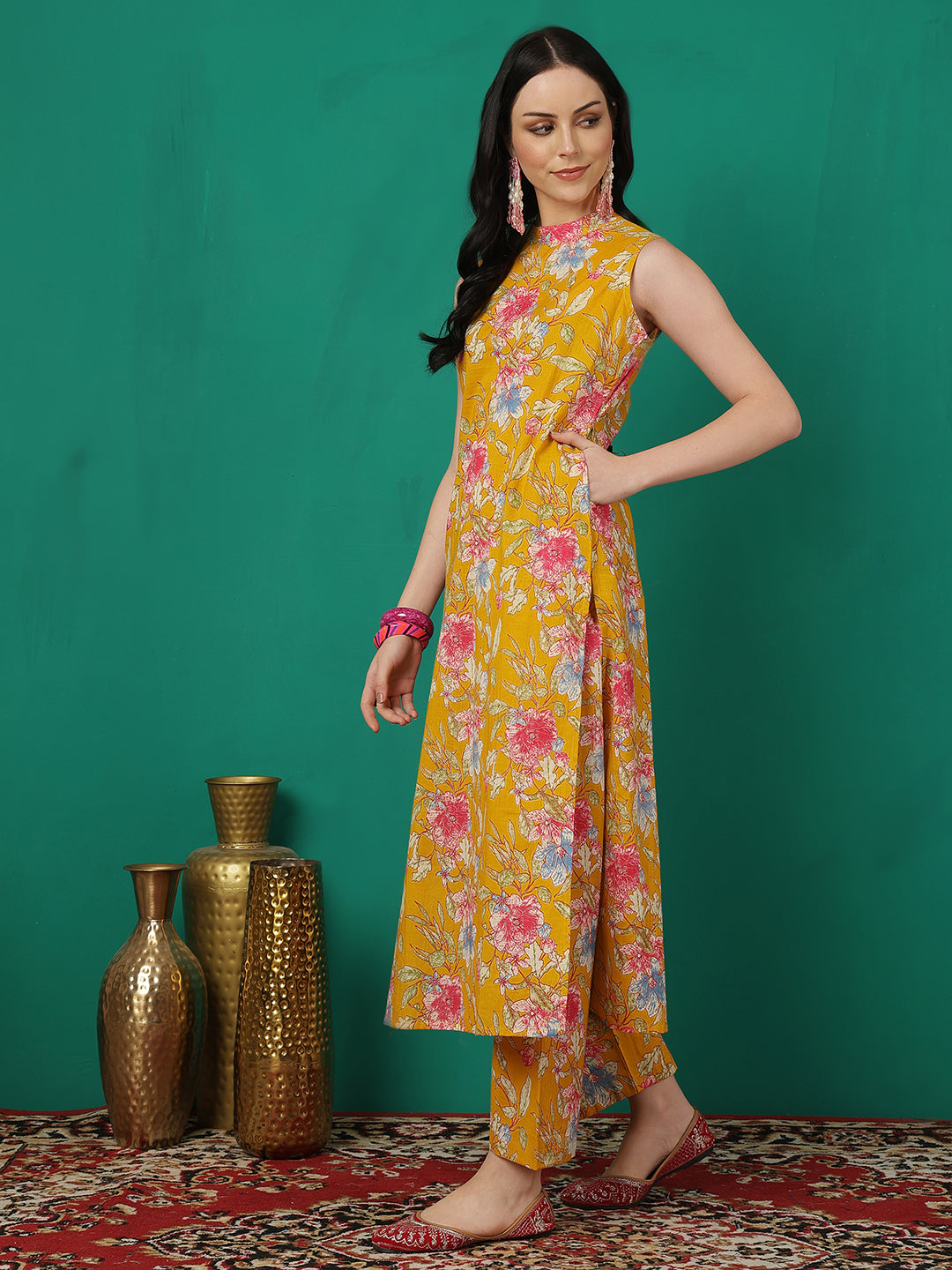 Women Cotton Printed Halter Neck Co-Ord Sets