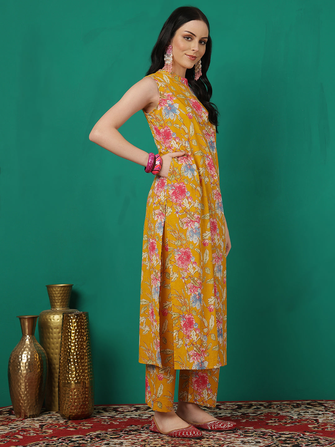 Women Cotton Printed Halter Neck Co-Ord Sets