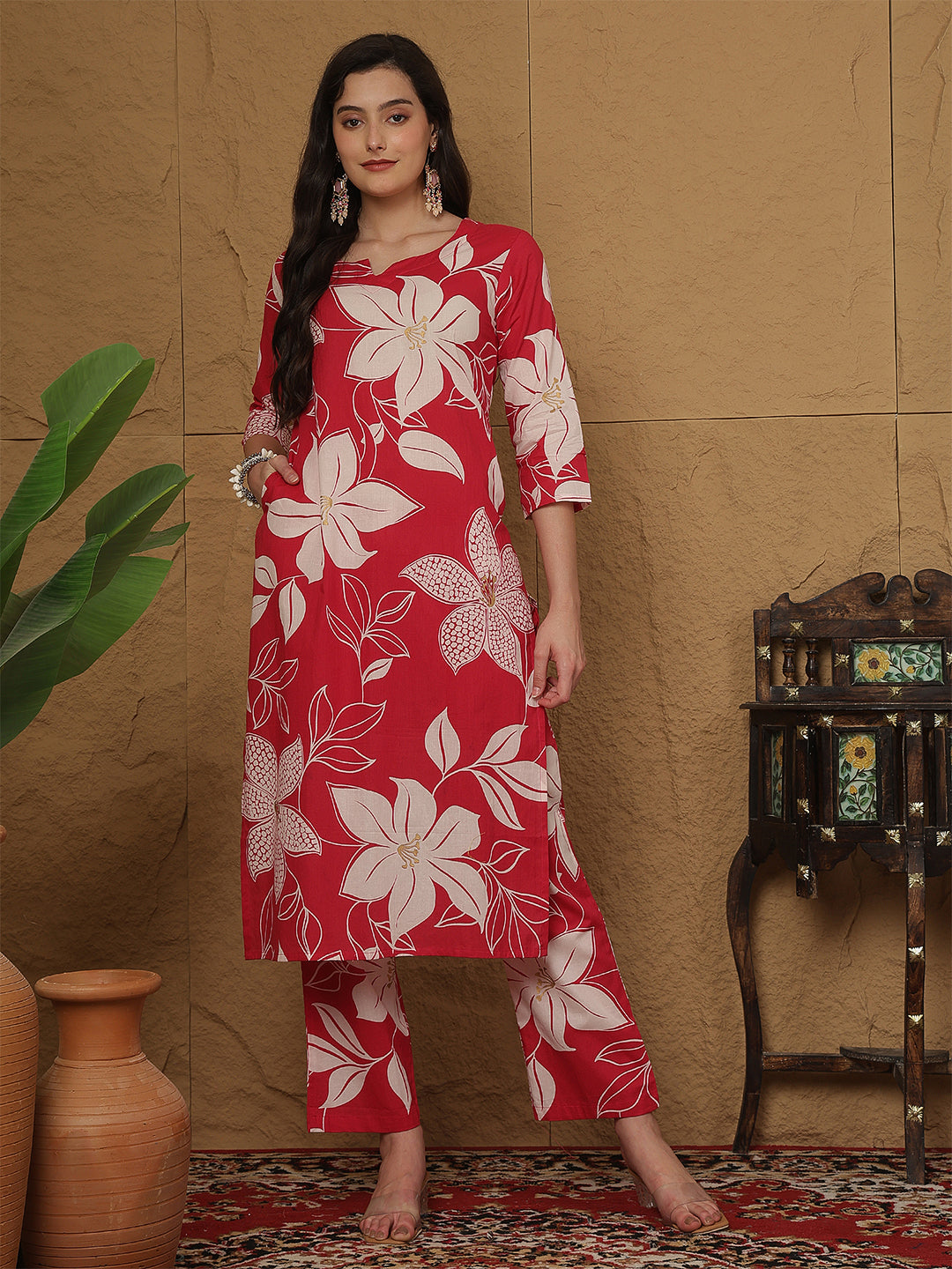 Women Cotton Printed Round Neck Co-Ord Sets