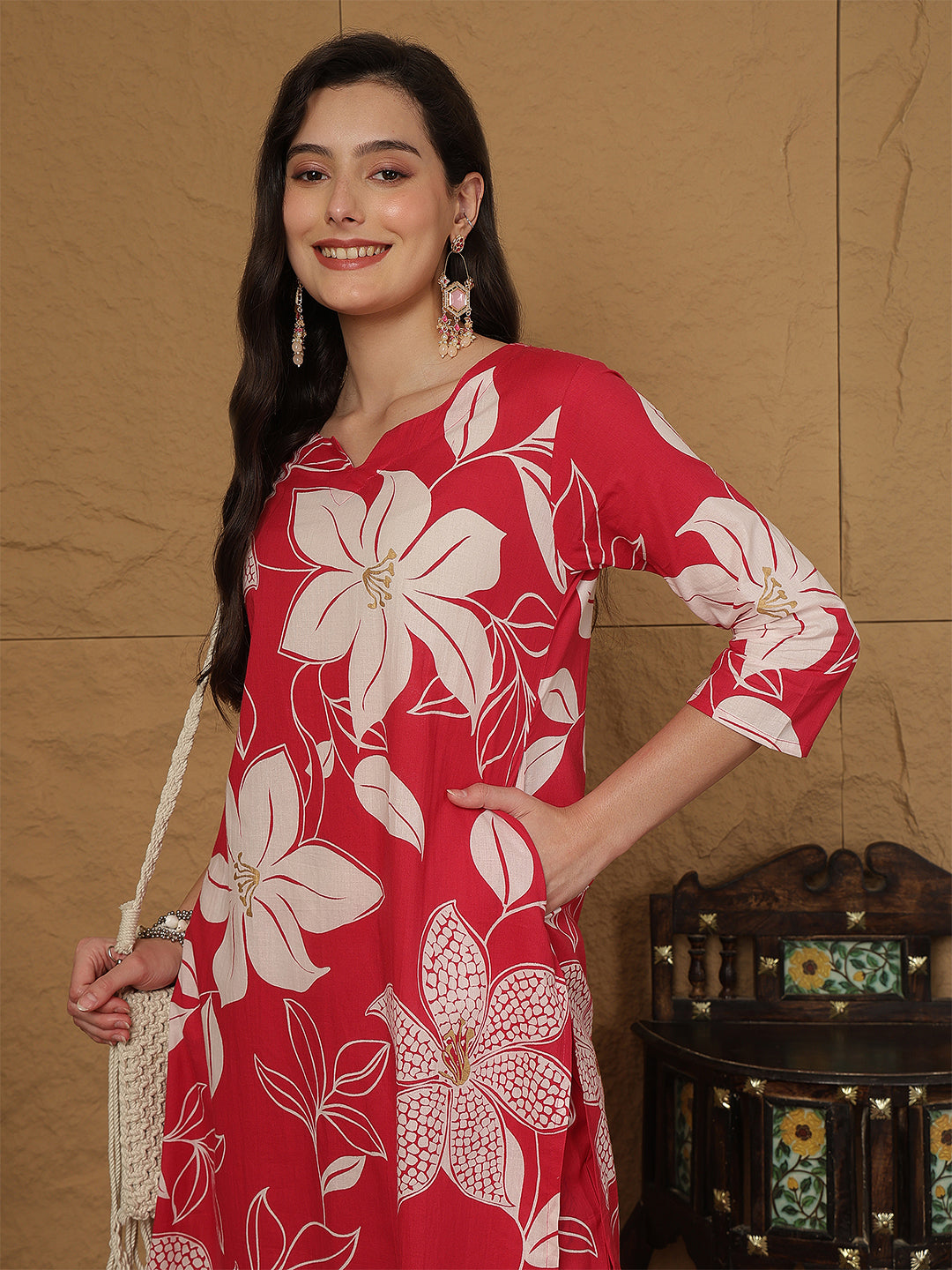 Women Cotton Printed Round Neck Co-Ord Sets
