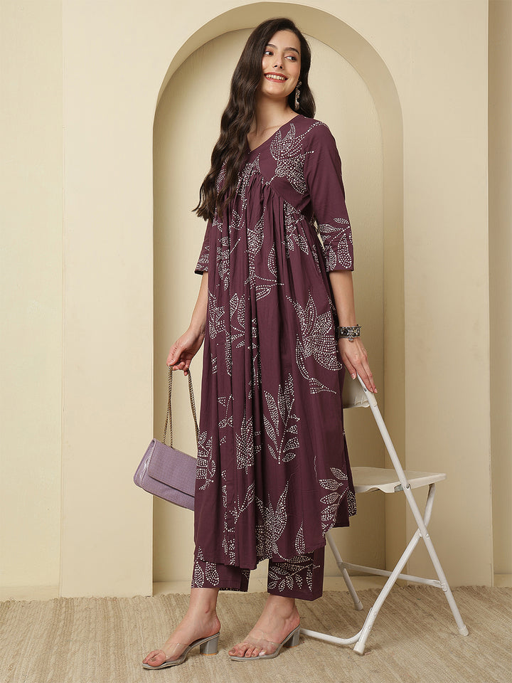 Women Rayon Printed V-Neck Co-Ord Sets