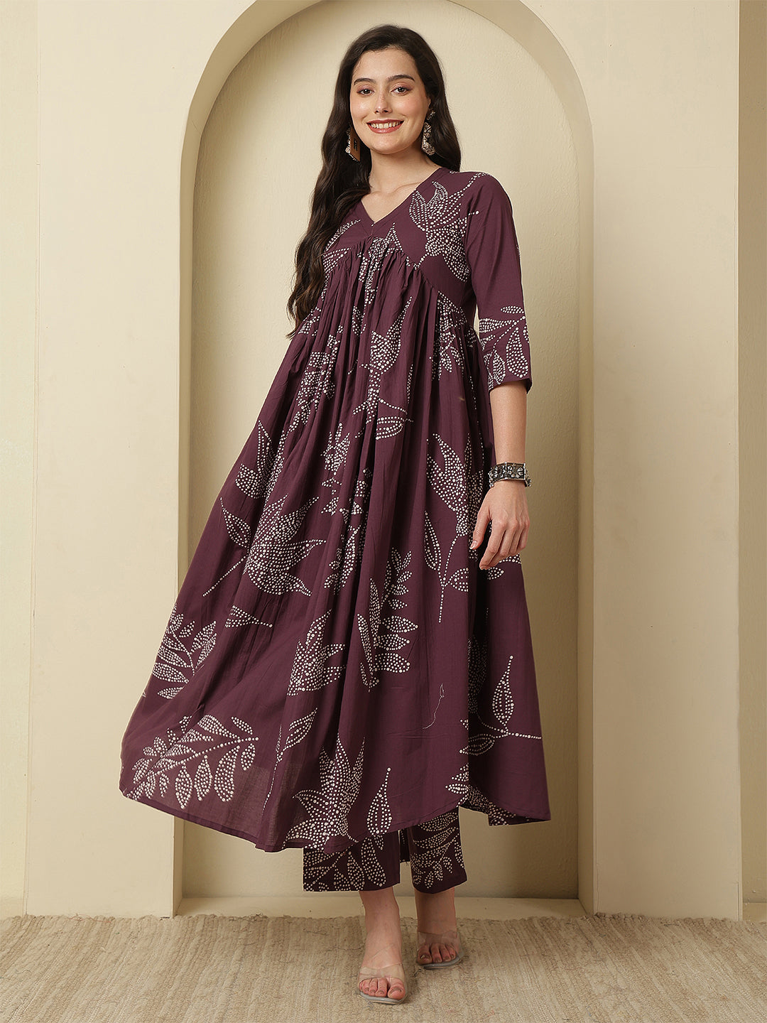 Women Rayon Printed V-Neck Co-Ord Sets
