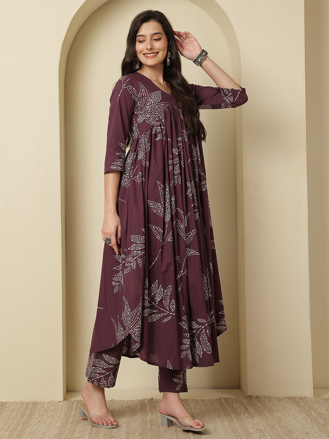 Women Rayon Printed V-Neck Co-Ord Sets