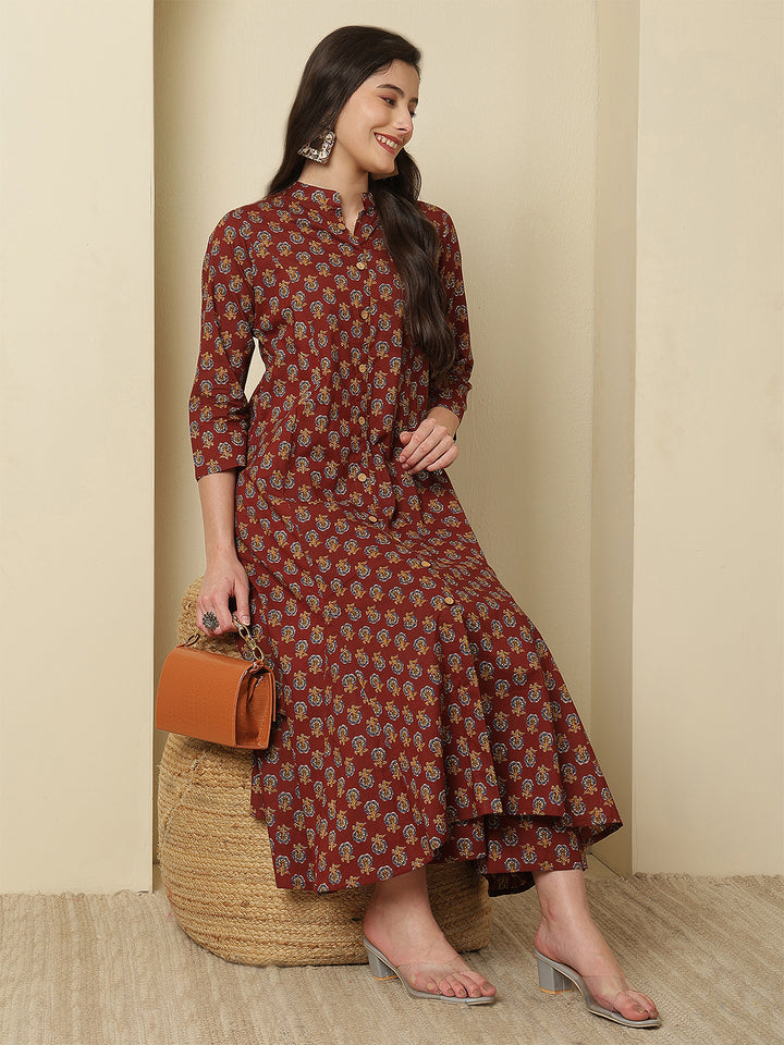 Women Rayon Printed V-Neck Co-Ord Sets