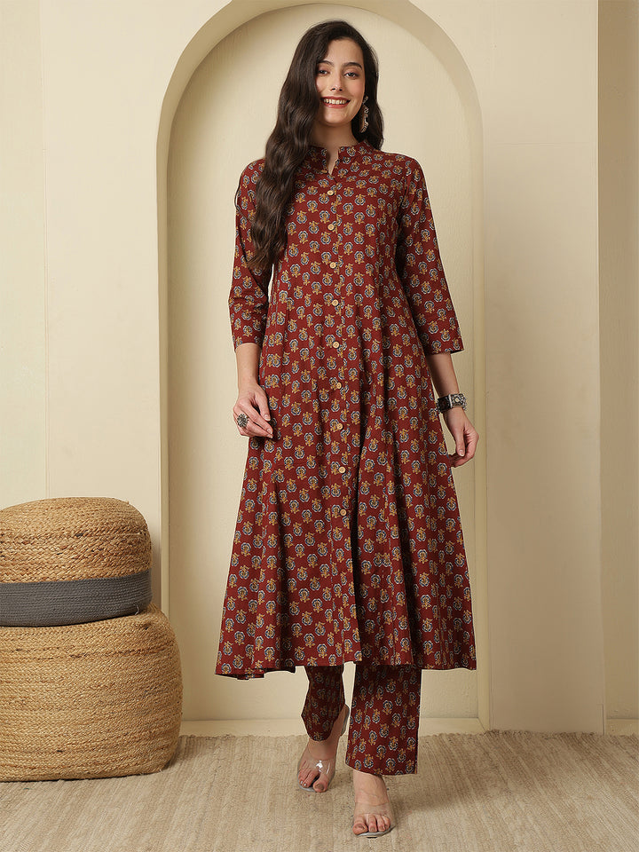 Women Rayon Printed V-Neck Co-Ord Sets