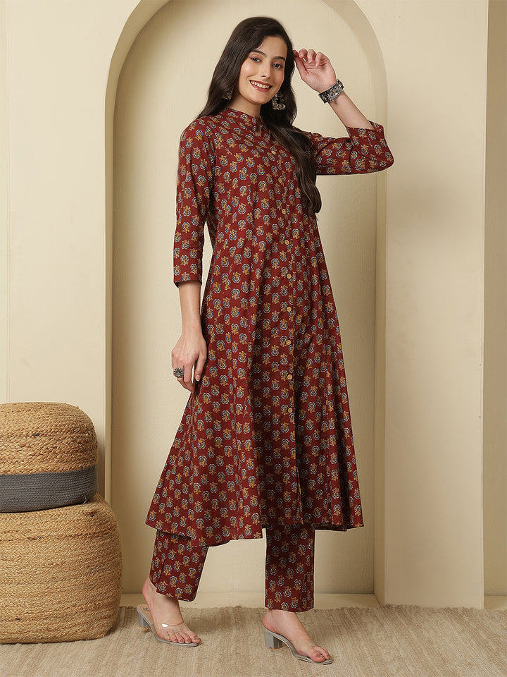 Women Rayon Printed V-Neck Co-Ord Sets