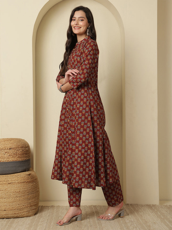 Women Rayon Printed V-Neck Co-Ord Sets