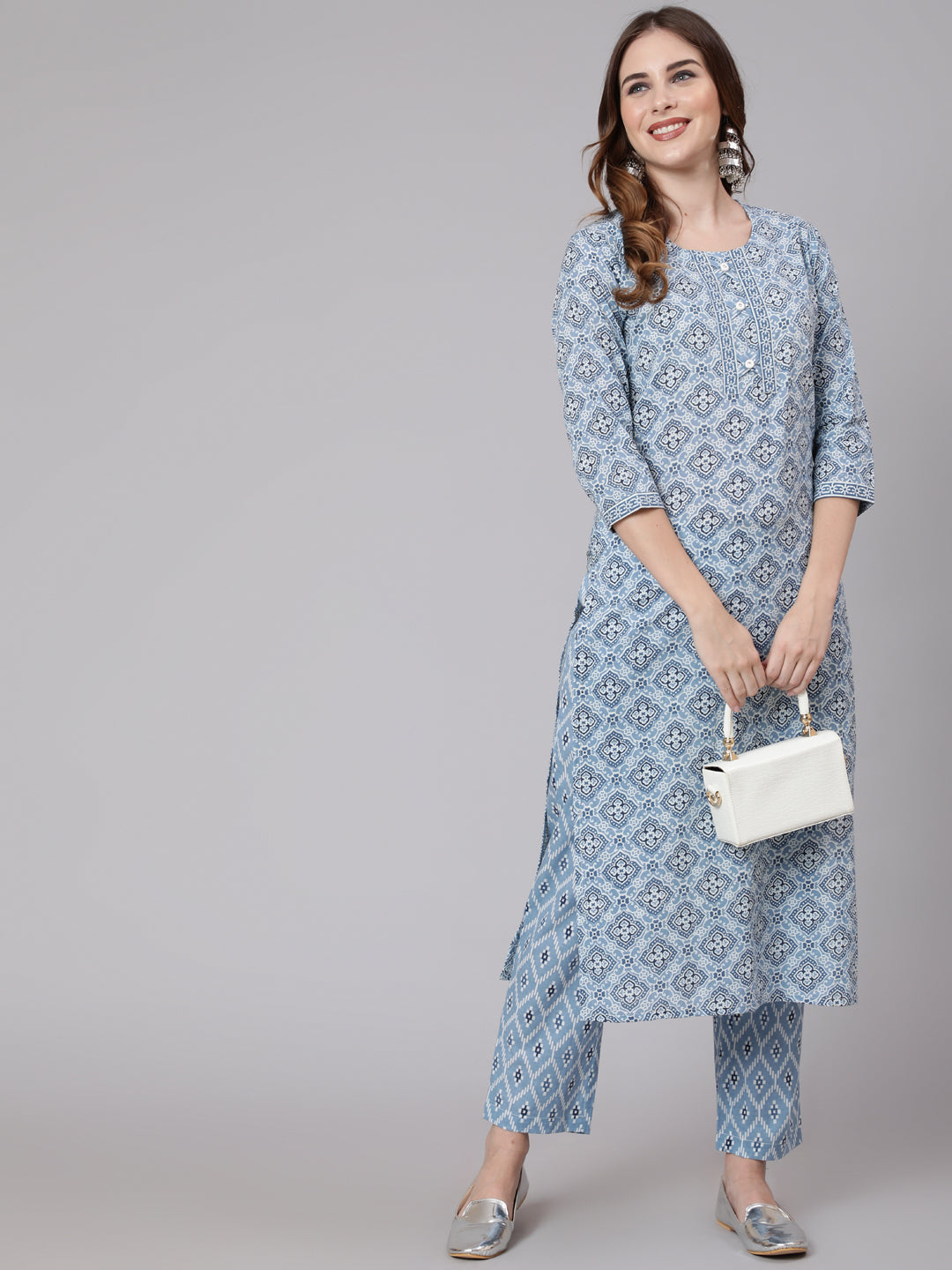 Women Click blue cotton printed kurta – wholesale manufacturer &amp; exporter from India