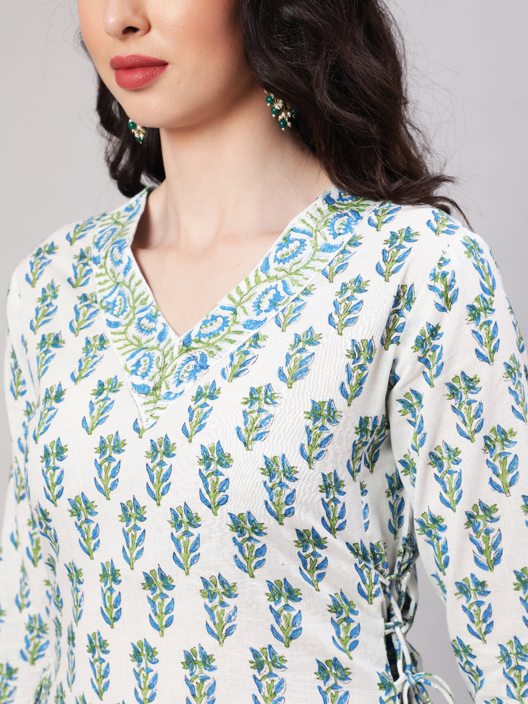 Rayon Printed Ankle Length Flared 3/4 Sleeve Round Neck Kurta, Pants With Dupatta Set