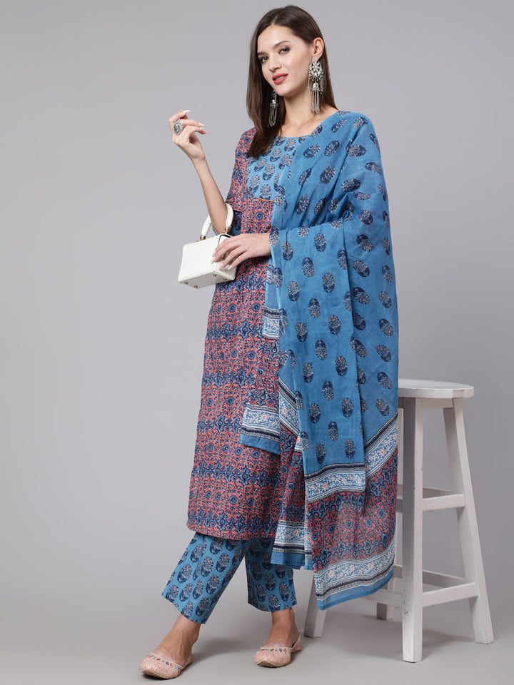 Women Click blue cotton printed kurta – wholesale manufacturer &amp; exporter from India
