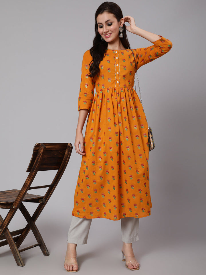 Women Click mustard cotton printed kurta – wholesale manufacturer &amp; exporter from India
