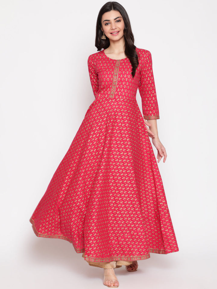 Women Click pink cotton printed kurta – wholesale manufacturer &amp; exporter from India
