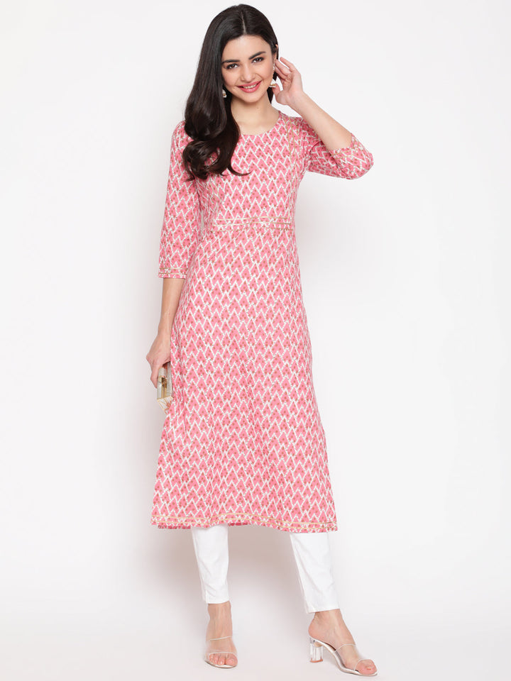 Women Click pink cotton printed kurta – wholesale manufacturer &amp; exporter from India