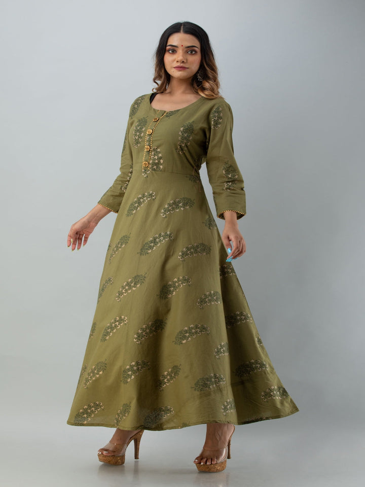 Women Click olive cotton printed kurta – wholesale manufacturer &amp; exporter from India