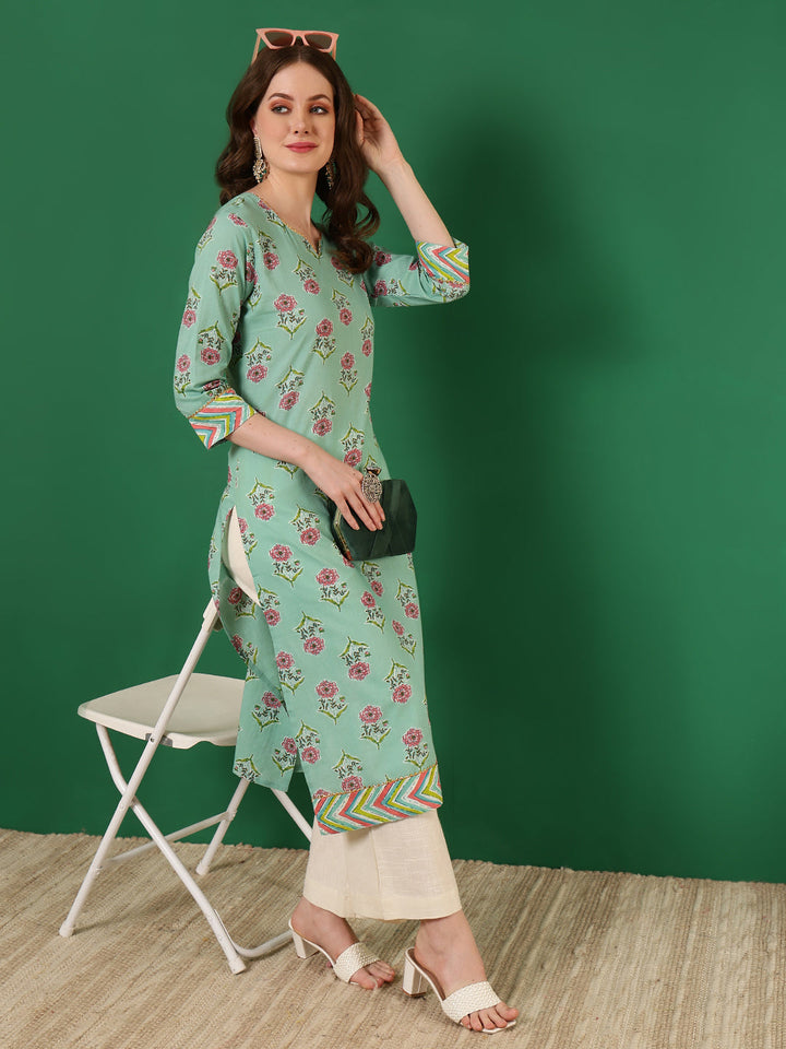 Women Click green cotton printed kurta – wholesale manufacturer &amp; exporter from India