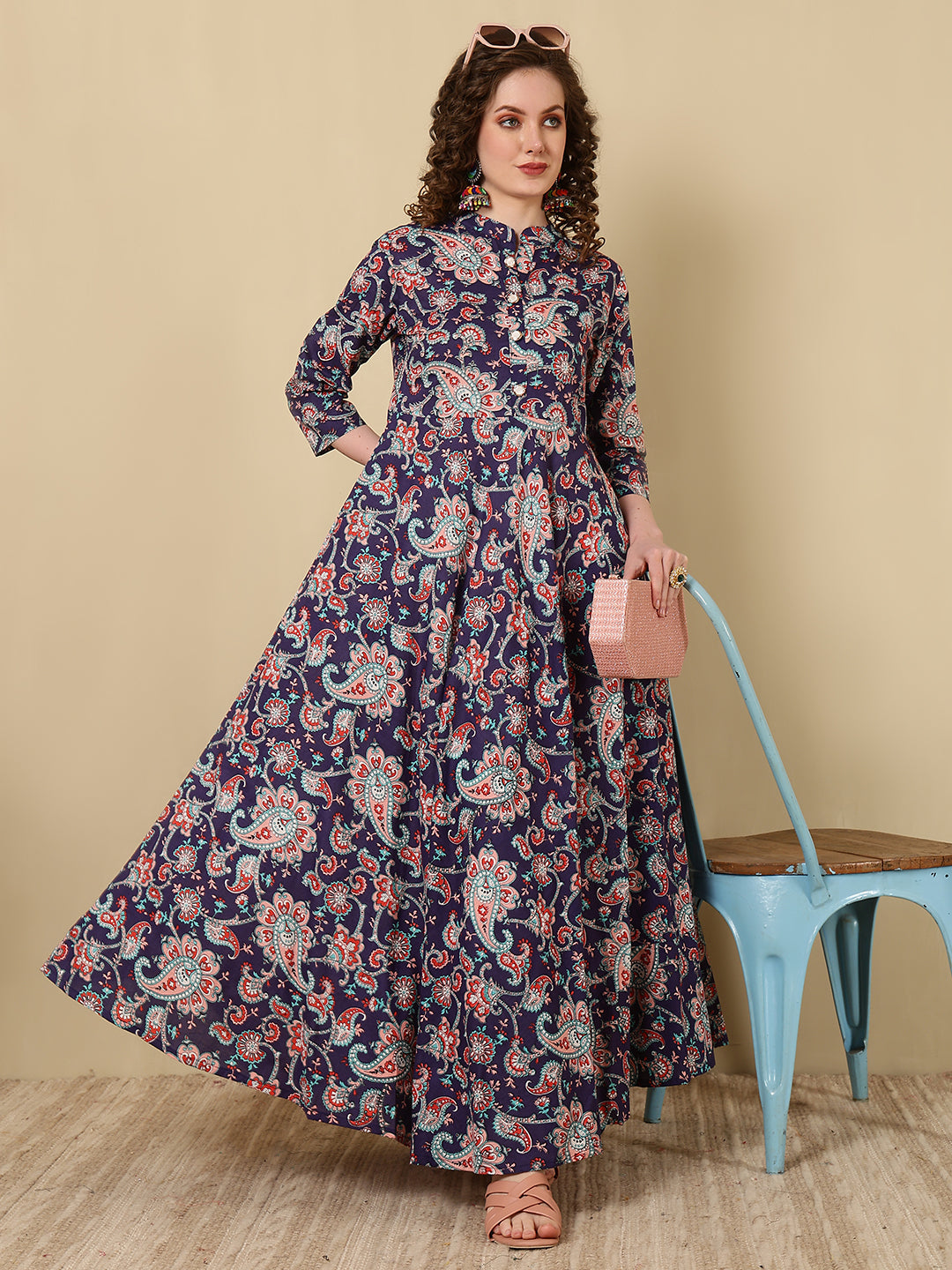 Women Click blue cotton printed kurta – wholesale manufacturer &amp; exporter from India