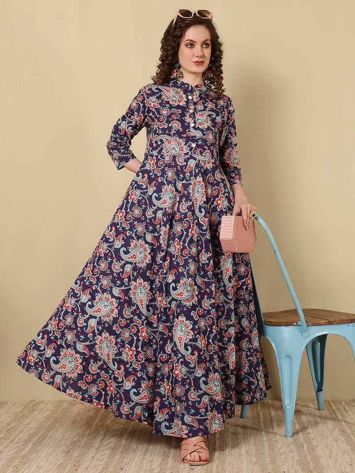 Women Click blue cotton printed kurta – wholesale manufacturer &amp; exporter from India