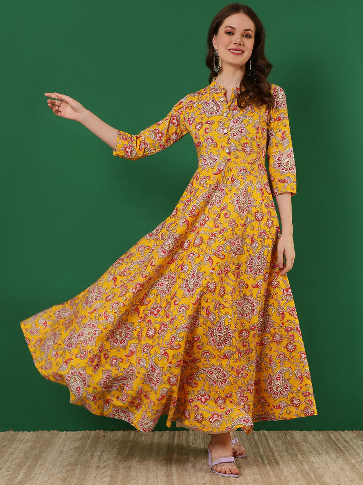 Women Click yellow cotton printed kurta – wholesale manufacturer &amp; exporter from India