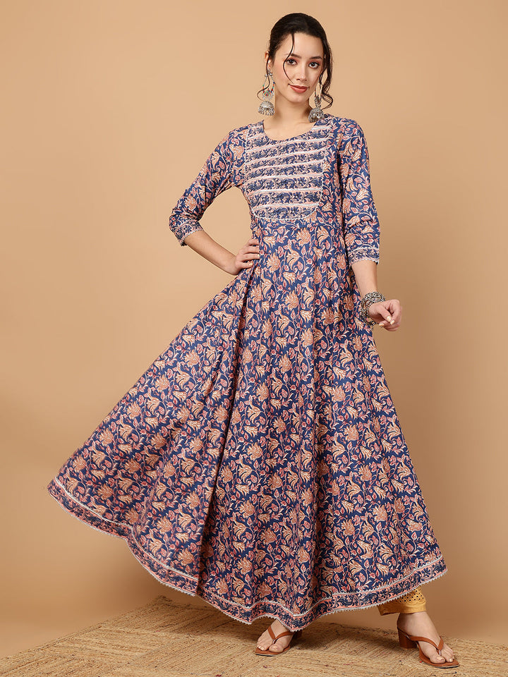Women Click blue rayon printed kurta – wholesale manufacturer &amp; exporter from India