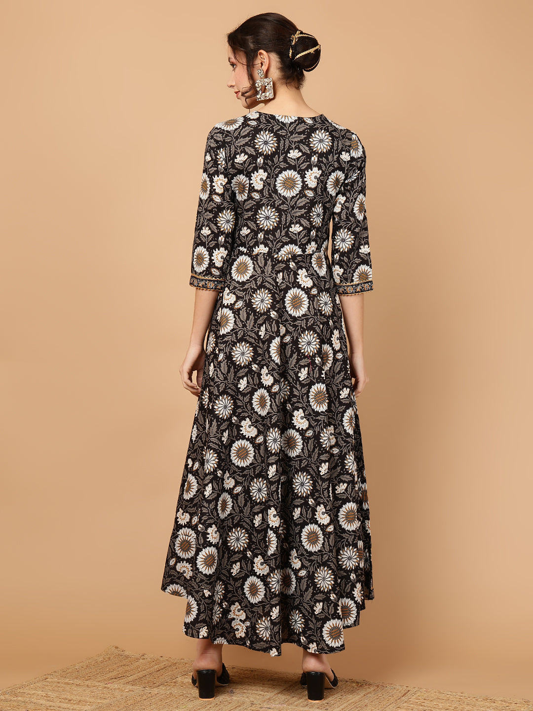 Rayon Printed Ankle Length 3/4 Sleeve V-Neck Anarkali Kurta