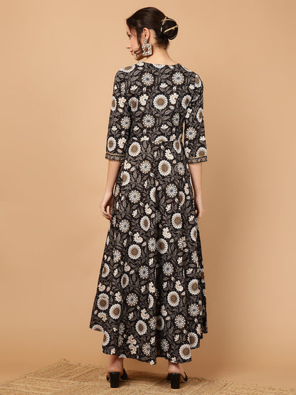 Rayon Printed Ankle Length 3/4 Sleeve V-Neck Anarkali Kurta