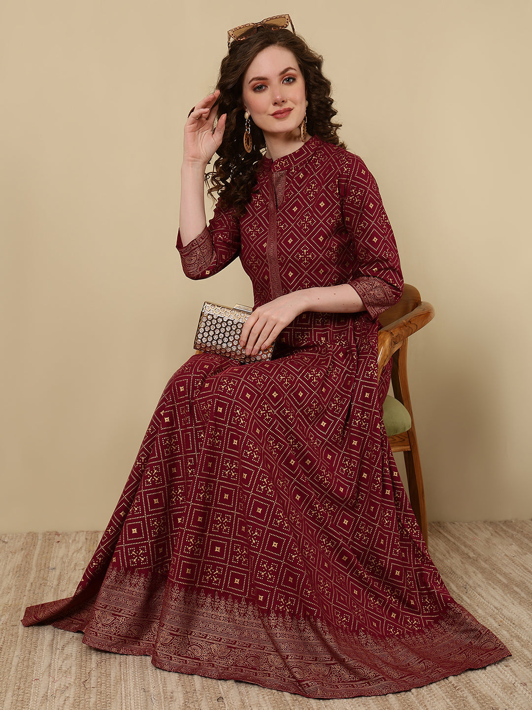 Women Click wine rayon printed kurta – wholesale manufacturer &amp; exporter from India