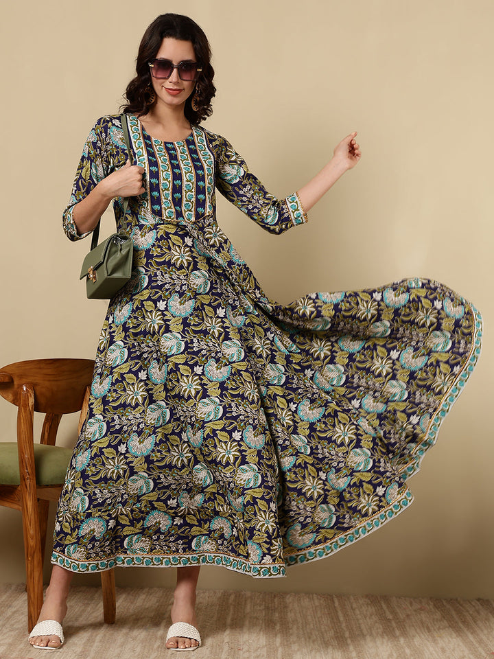Women Click blue cotton printed kurta – wholesale manufacturer &amp; exporter from India