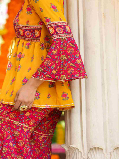 Mustard Georgette Printed Clothing Set
