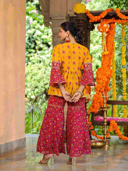 Mustard Georgette Printed Clothing Set