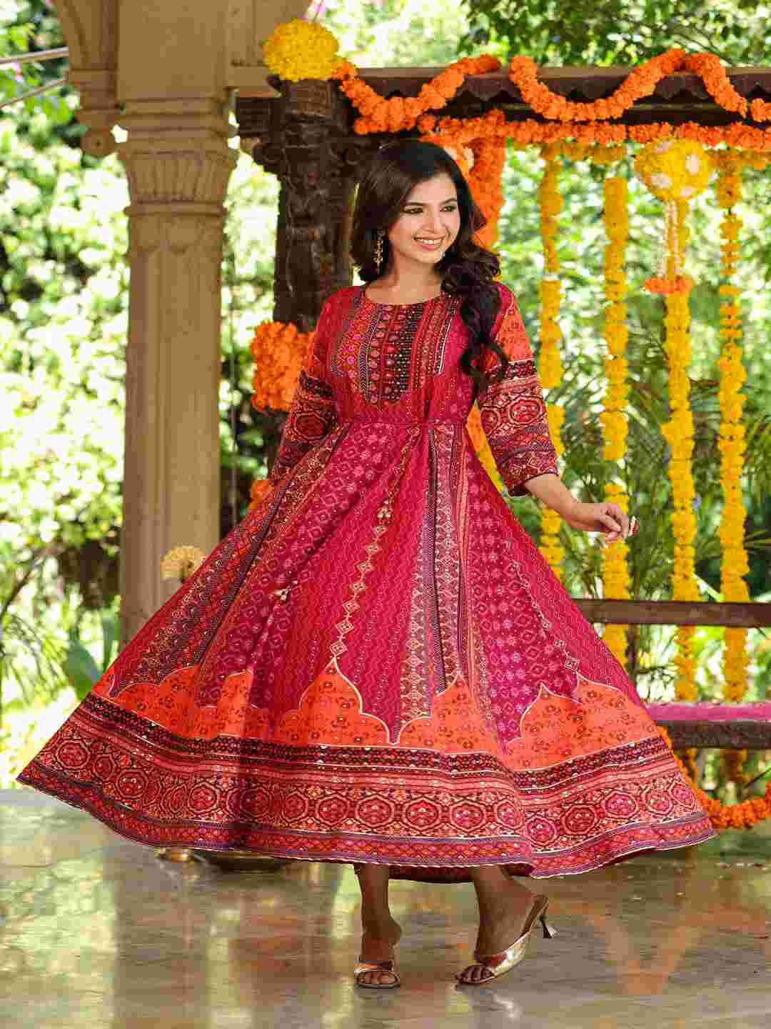 Plum Silk Printed Maxi Dress