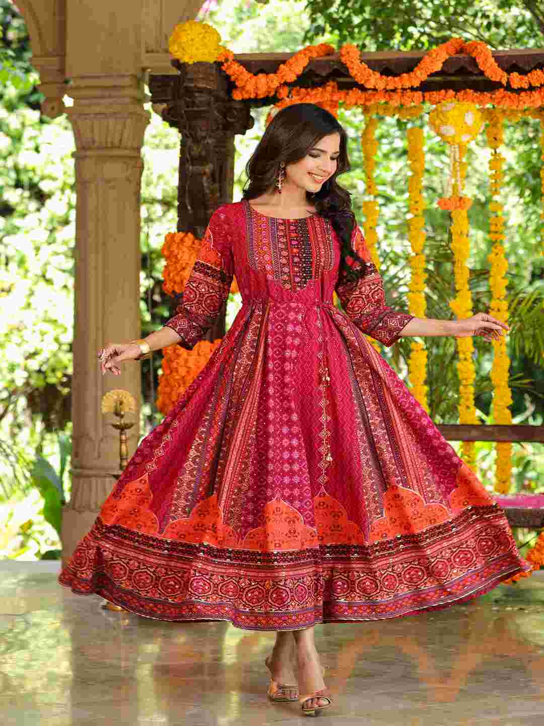 Plum Silk Printed Maxi Dress