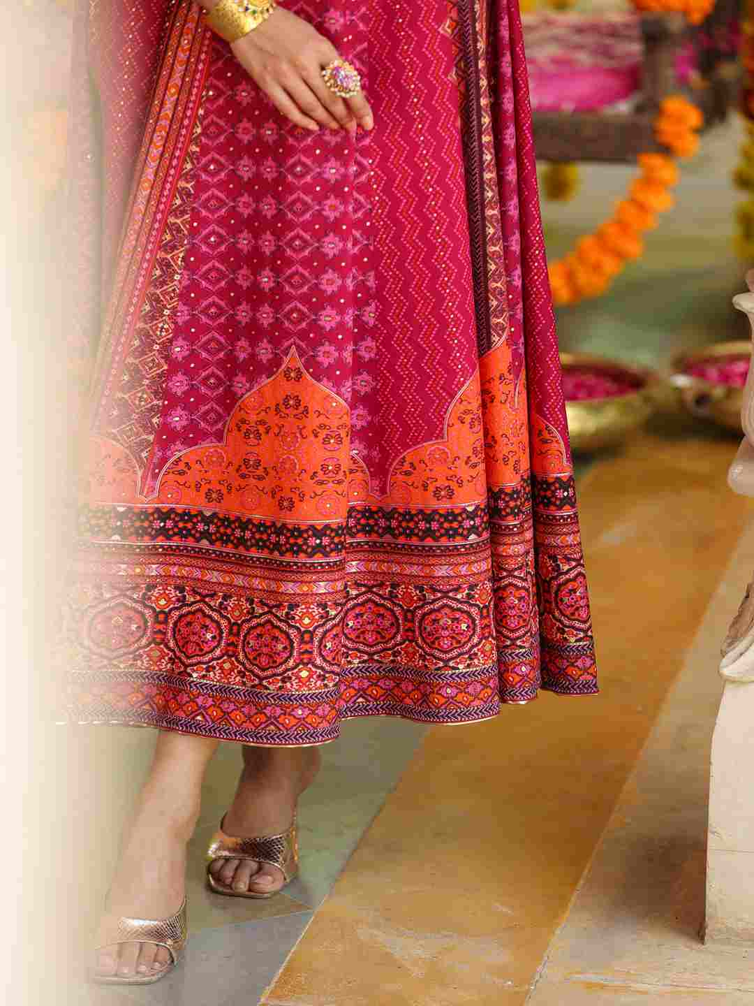 Plum Silk Printed Maxi Dress