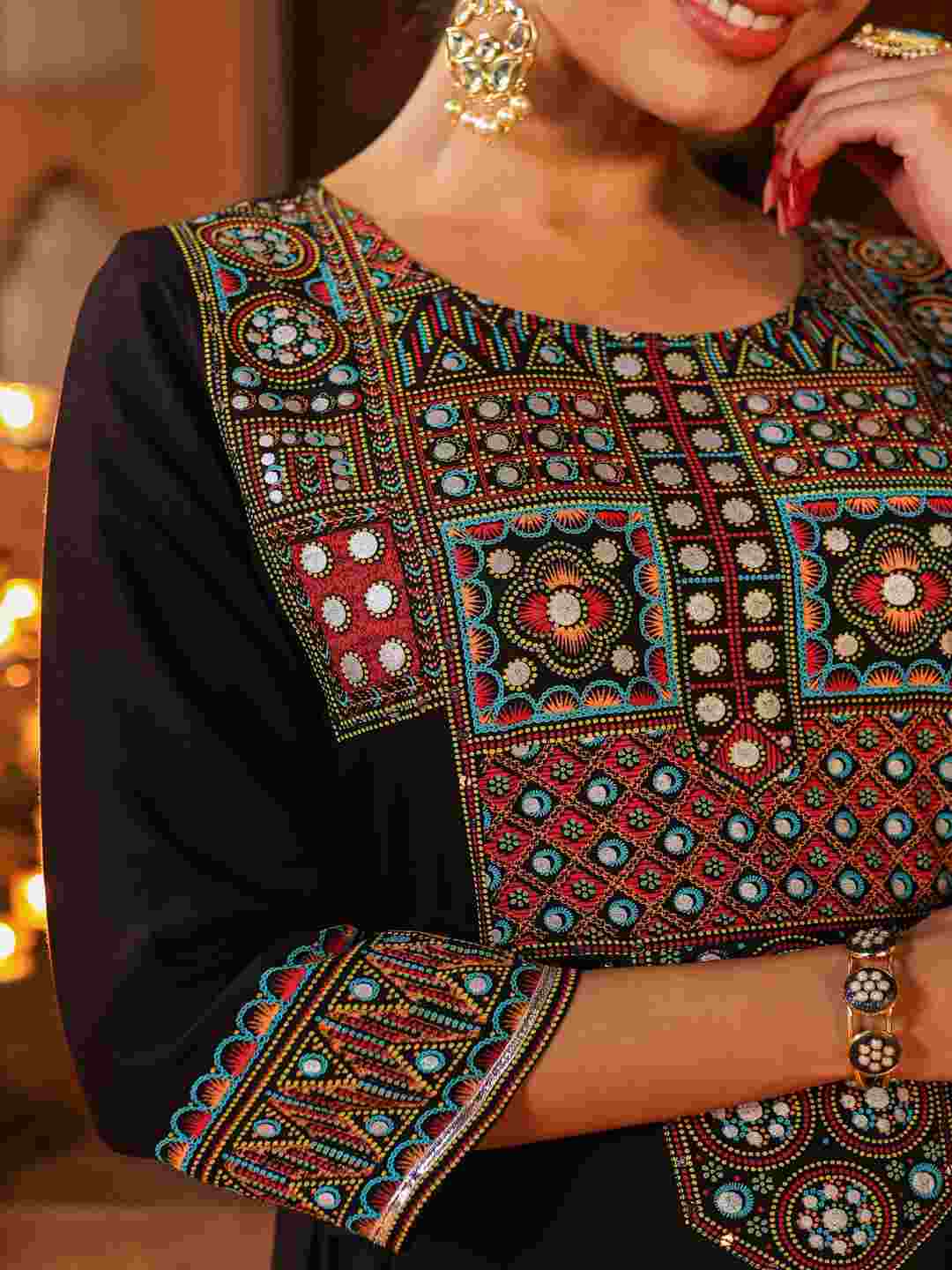 Black Rayon Staple Printed Tiered Maxi Dress