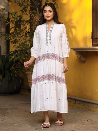 cotton dress with embroidery work Okhai "Pomeline" Hand Embroidery and Applique Work Pure Cotton Dress Okhaistore