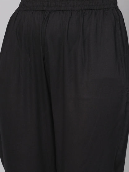 Black Floral Printed Kurta Set - Rayon Fabric, Sleeveless, Square Neck And Calf Length